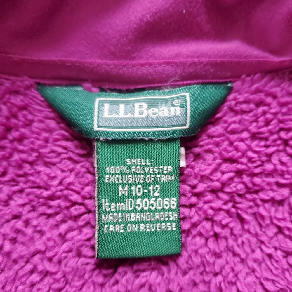 L.L. Bean Discovery Full-Zip Magenta Fleece Jacket Size 10-12